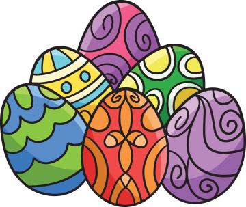 Sechs bunte Ostereier Sechs bunte Ostereier