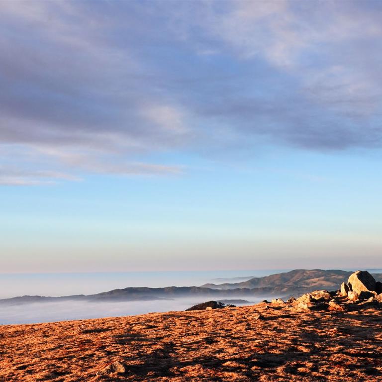 Aussicht mit Nebel im Tal